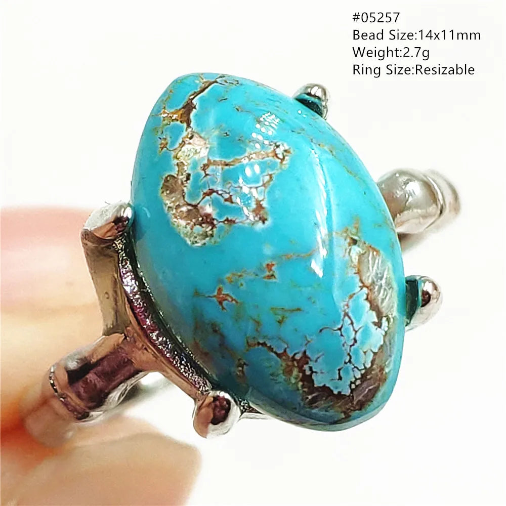 Natural Green Turquoise Adjustable Ring | 925 Sterling Silver