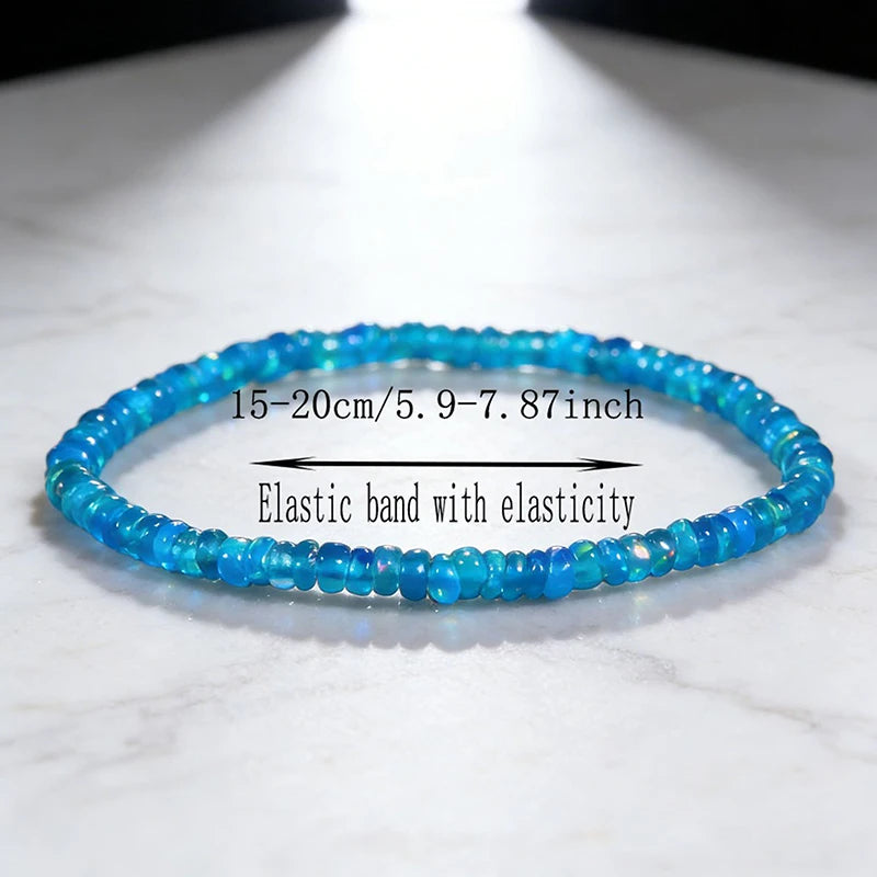 Natural Opal Beaded Bracelet – Genuine Crystal Stretch Bracelet for Women