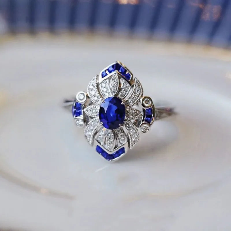 Light Blue Sapphire Ring in Sterling Silver