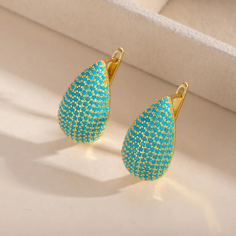 Blue Turquoise Stud Earrings | Elegant December Birthstone Jewelry