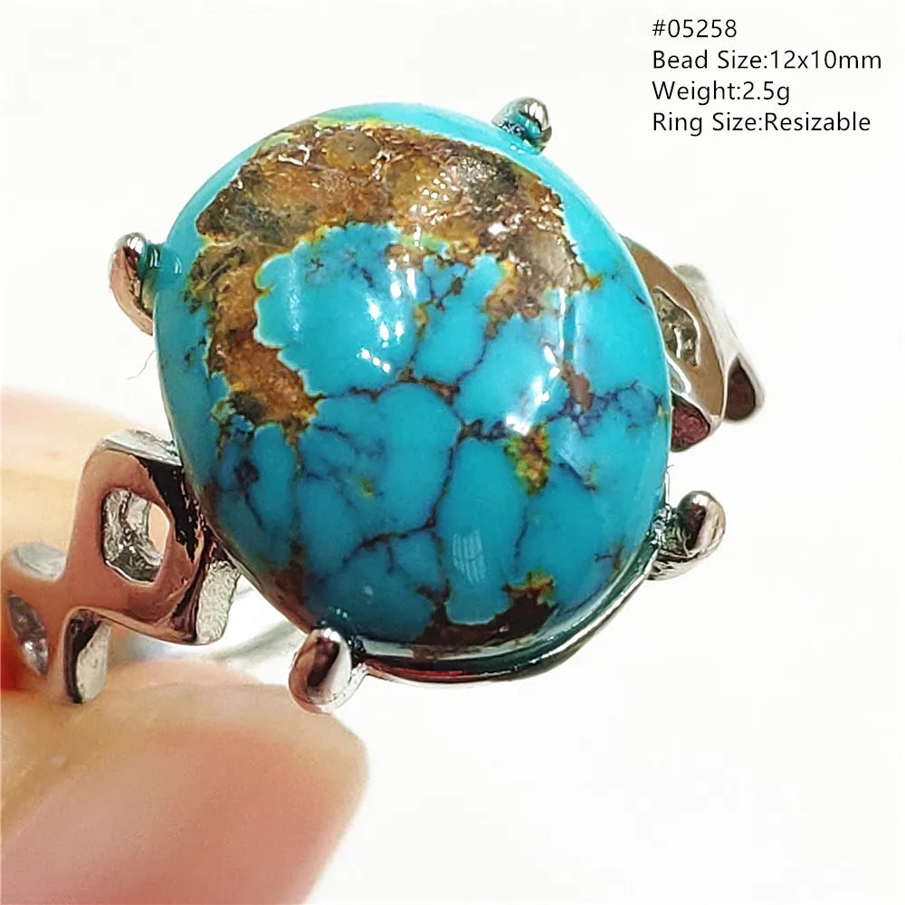 Natural Green Turquoise Adjustable Ring | 925 Sterling Silver