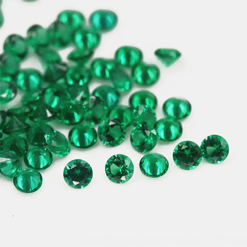 Created Emerald Round Cut Loose Gemstone