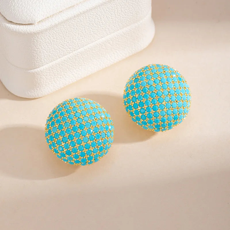 Blue Turquoise Stud Earrings | Elegant December Birthstone Jewelry