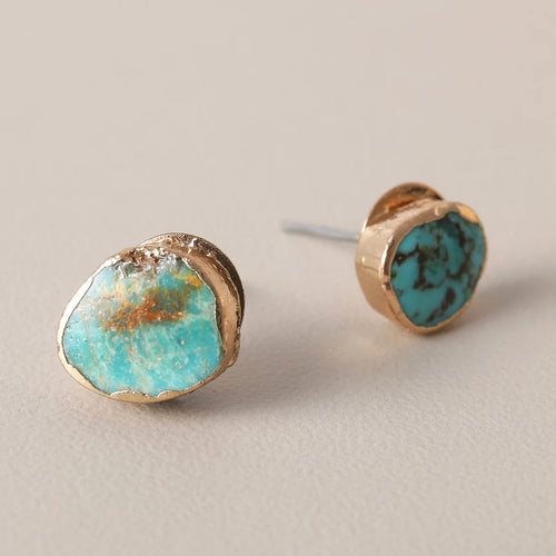 Blue Turquoise Statement Earrings | Electroplated Fashion Jewelry