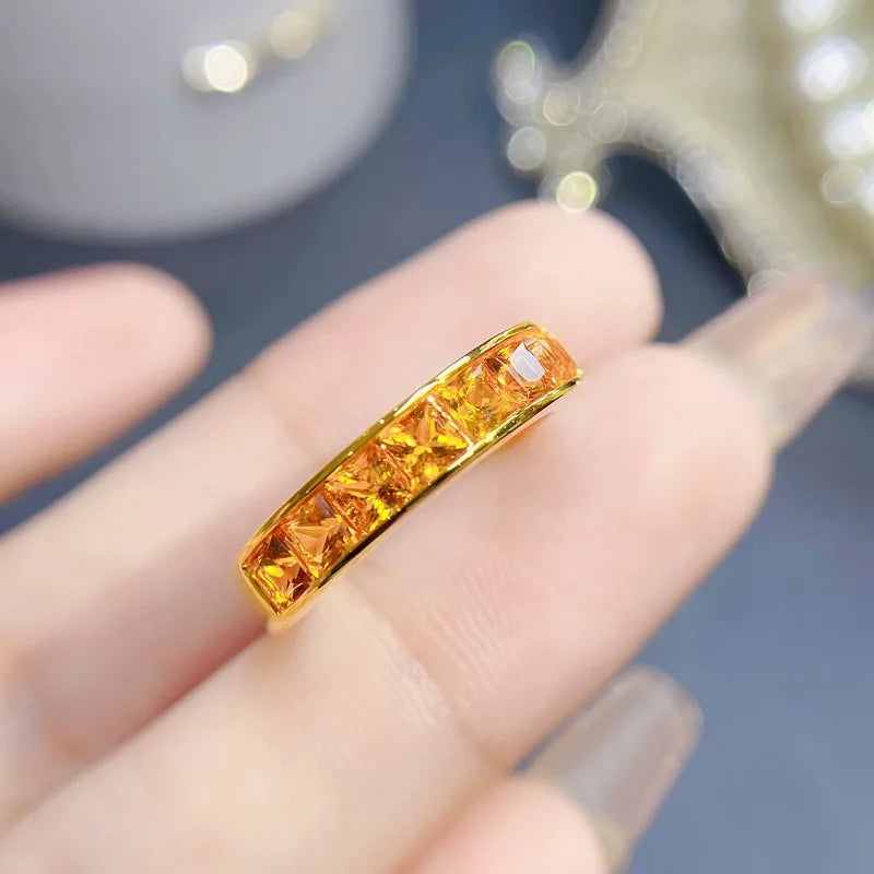 Natural Citrine Solitaire Ring in 925 Sterling Silver – Genuine Gemstone Ring