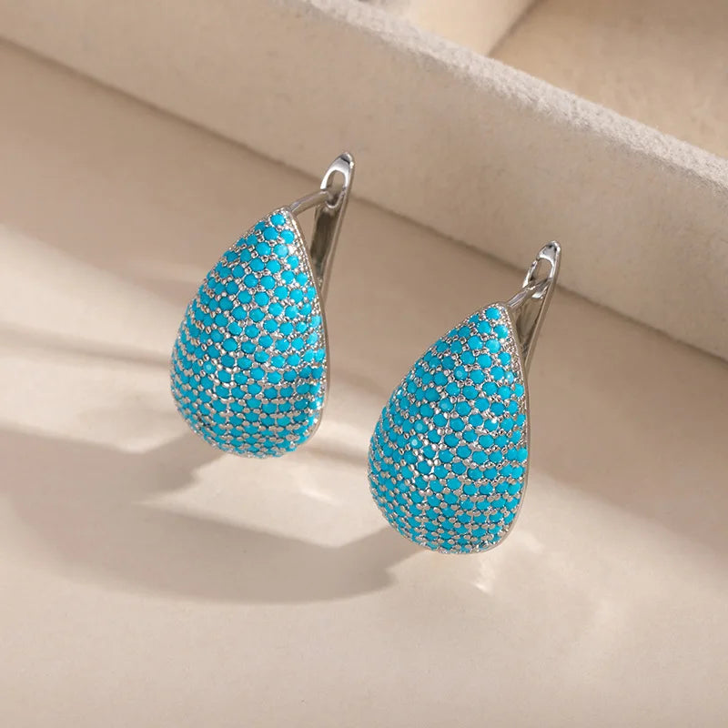 Blue Turquoise Stud Earrings | Elegant December Birthstone Jewelry