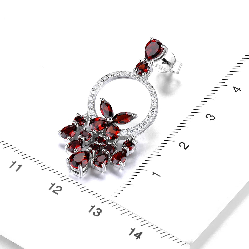 Natural Garnet Stud Earrings in Sterling Silver