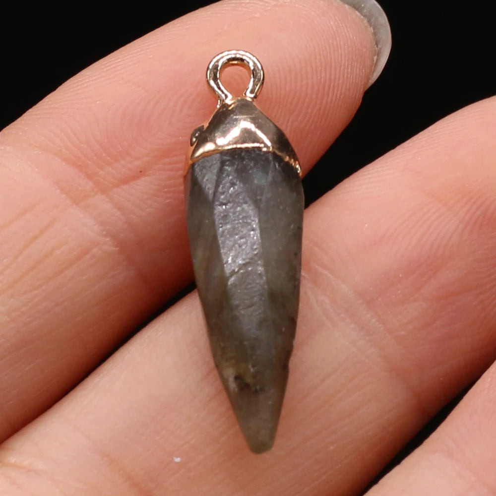 Natural Semi-precious Stone Citrine Rhombus Gold-plated Pendant Making DIY  Necklace Charm Jewelry Gift