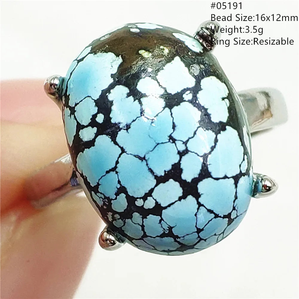 Natural Green Turquoise Adjustable Ring | 925 Sterling Silver