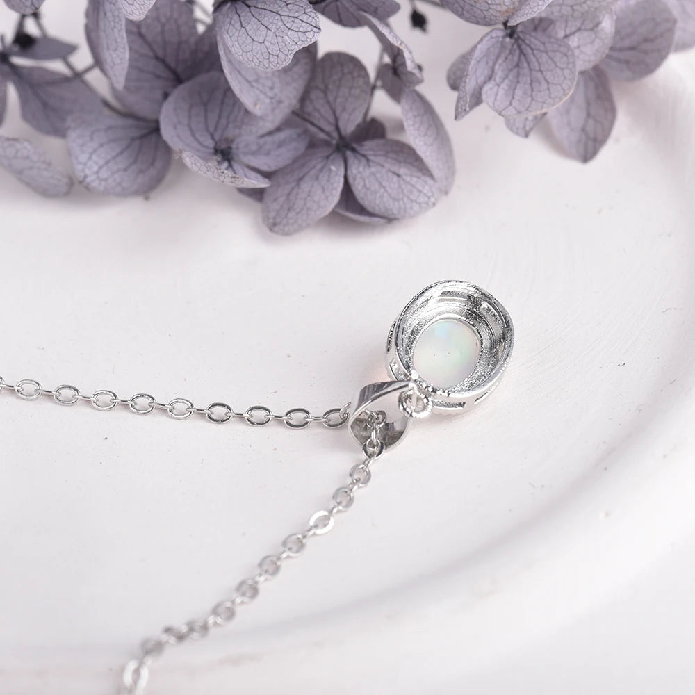 Natural Opal Pendant Necklace – 925 Sterling Silver October Birthstone Jewelry