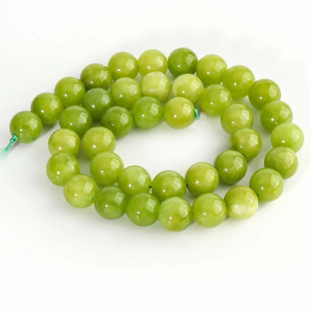 Natural Peridot Chalcedony Lemon Green Jades Stone Beads For Jewelry Making DIY Bracelets Necklace Accessories Supplies 6/8/10mm