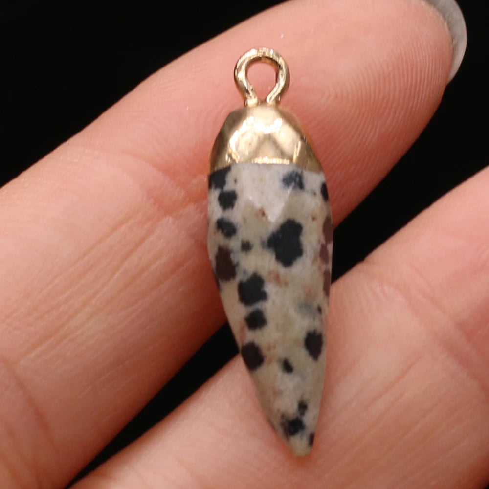 Natural Semi-precious Stone Citrine Rhombus Gold-plated Pendant Making DIY  Necklace Charm Jewelry Gift