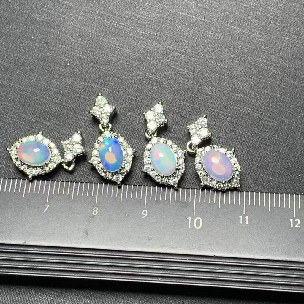 Oval Natural Opal Pendant Necklace | Genuine Gemstone Jewelry