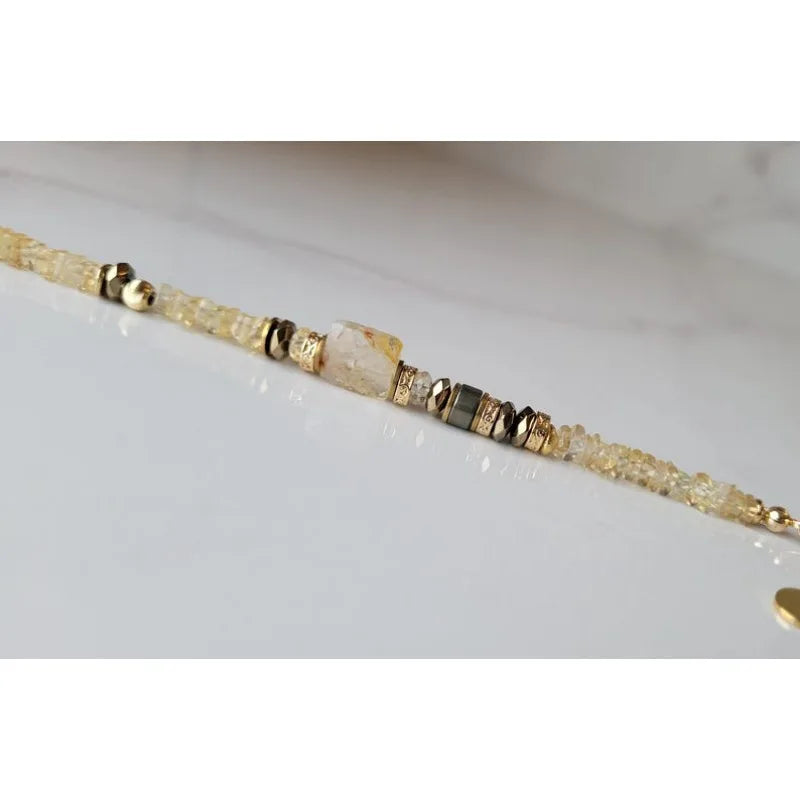 Natural Citrine Beaded Bracelet – Genuine Crystal Bracelet for Everyday Elegance