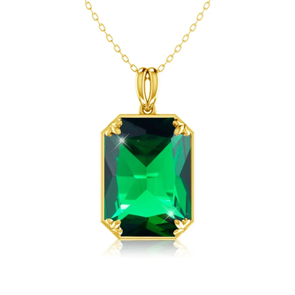 Real Sterling Sliver Necklace Pendant Peridot Birthstone Gold Plated Fine Jewelry  Anniversary Party For Women Accessorie