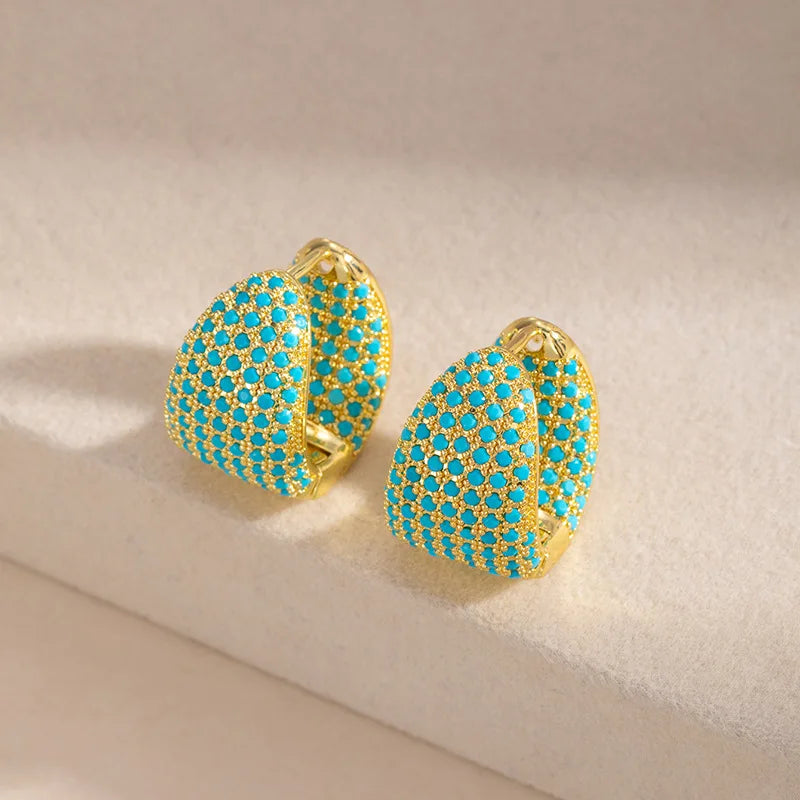 Blue Turquoise Stud Earrings | Elegant December Birthstone Jewelry