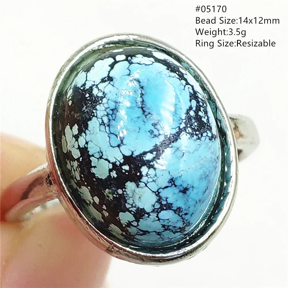 Natural Green Turquoise Adjustable Ring | 925 Sterling Silver