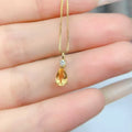 Natural Citrine Pendant Necklace in 925 Sterling Silver – Genuine Gemstone Charm