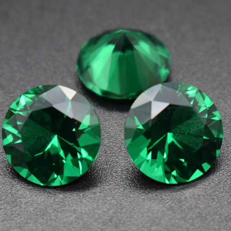 Created Emerald Round Cut Loose Gemstone