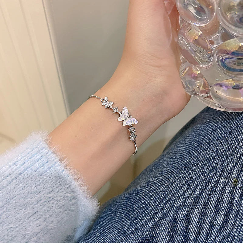 Natural Opal Flower Bracelet – Gold Plated Adjustable Bracelet for Women