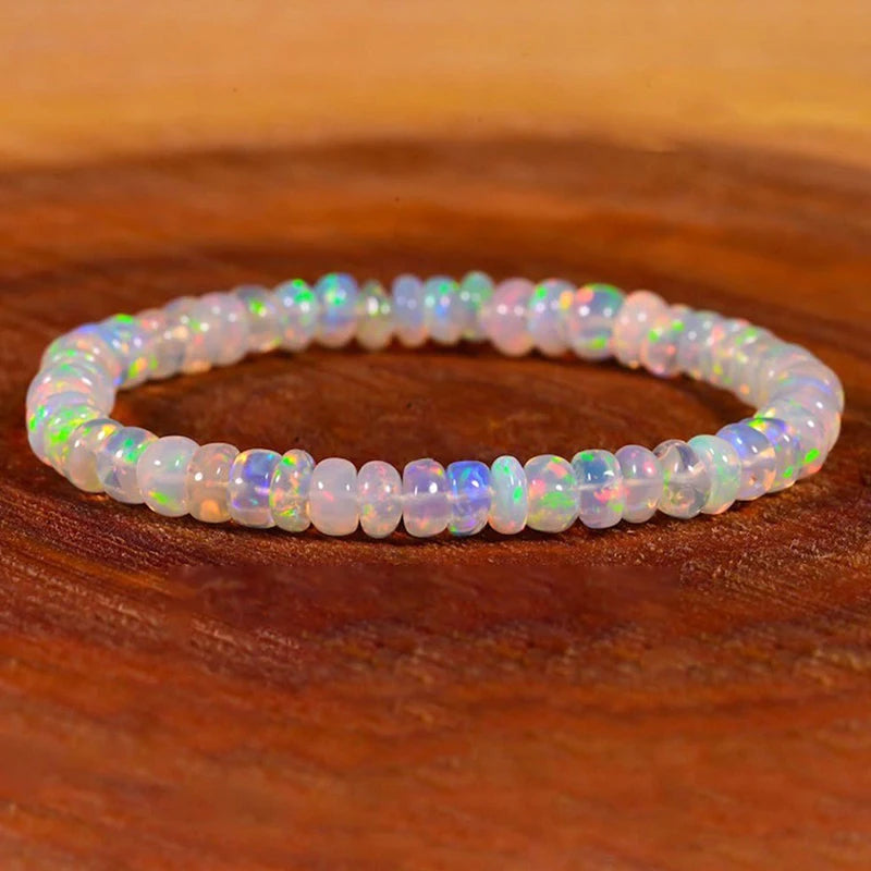 Natural Opal Beaded Bracelet – Genuine Crystal Stretch Bracelet for Women