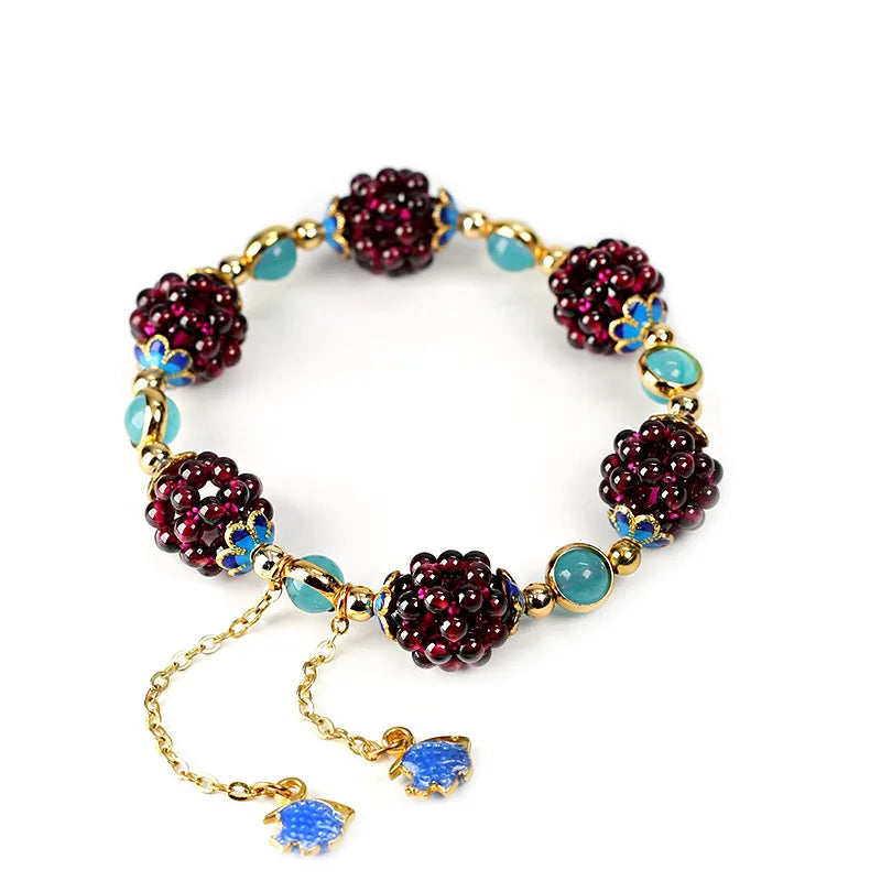 Natural Garnet & Amazonite Gold Filled Bracelet