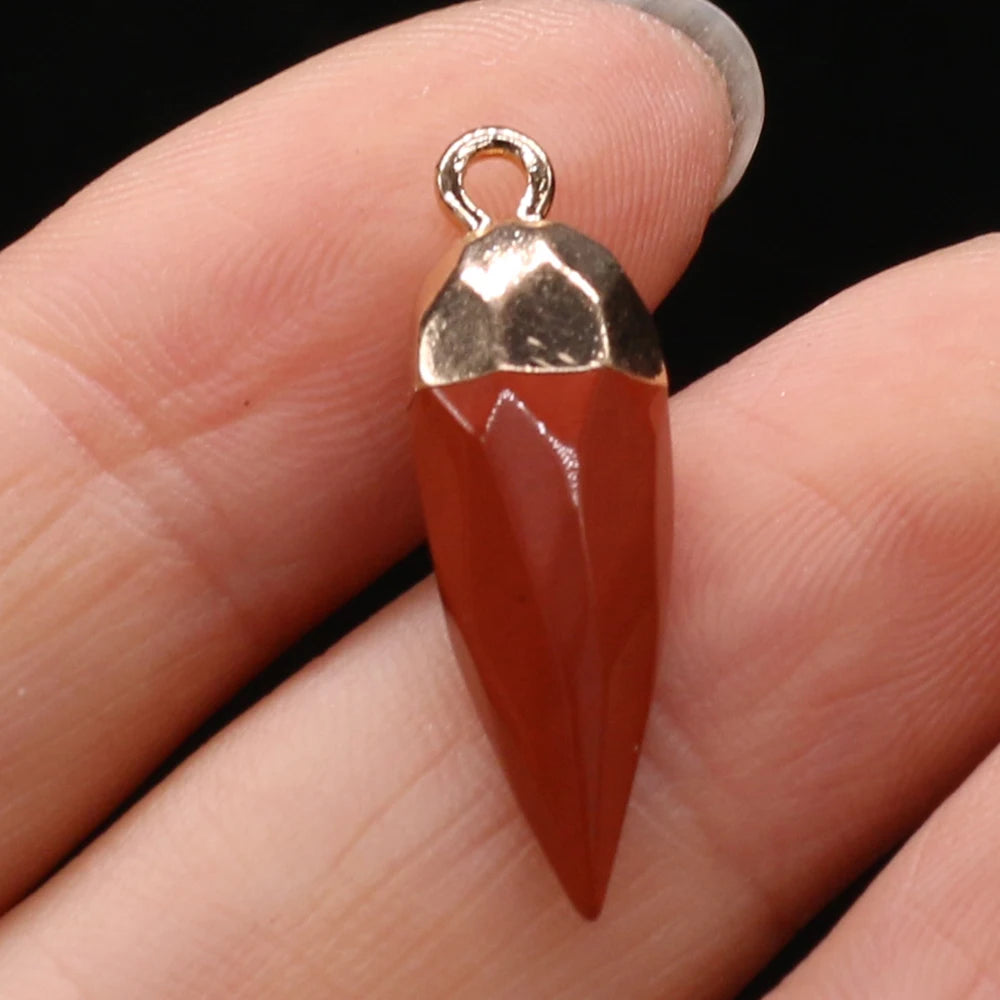 Natural Semi-precious Stone Citrine Rhombus Gold-plated Pendant Making DIY  Necklace Charm Jewelry Gift