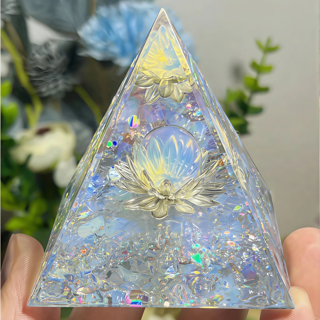 White Lotus Opal Orgone Pyramid | Crystal Home Décor
