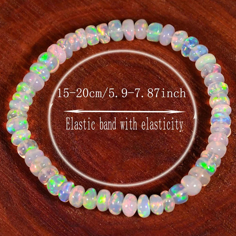 Natural Opal Beaded Bracelet – Genuine Crystal Stretch Bracelet for Women