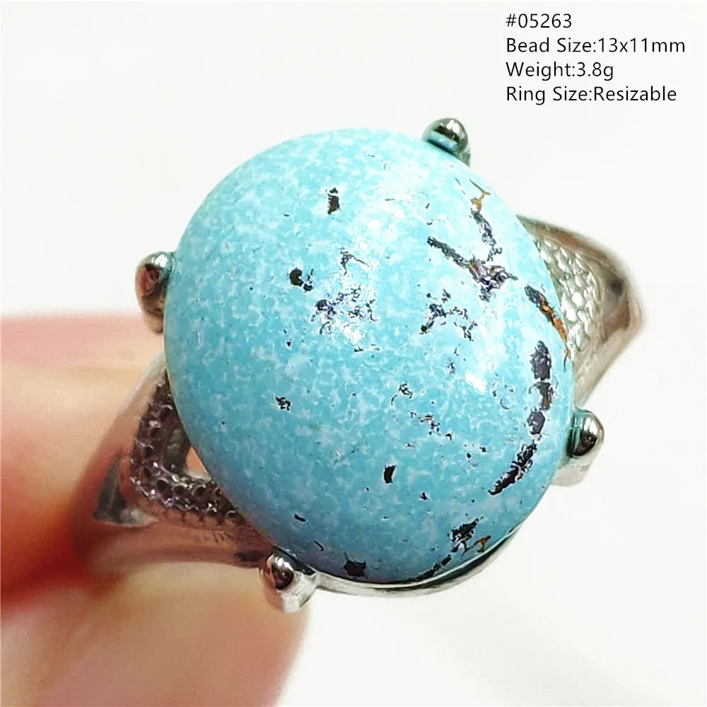Natural Green Turquoise Adjustable Ring | 925 Sterling Silver