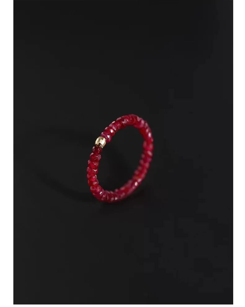 Natural ruby adjustable  Fine Jewelry New Real 18K Gold  for Women Au750  Design Simple Fashion Fine Jewelry Gift    J1009