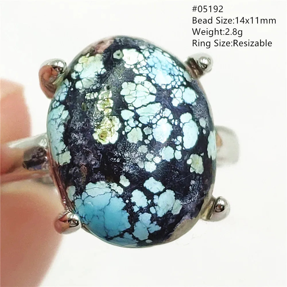 Natural Green Turquoise Adjustable Ring | 925 Sterling Silver