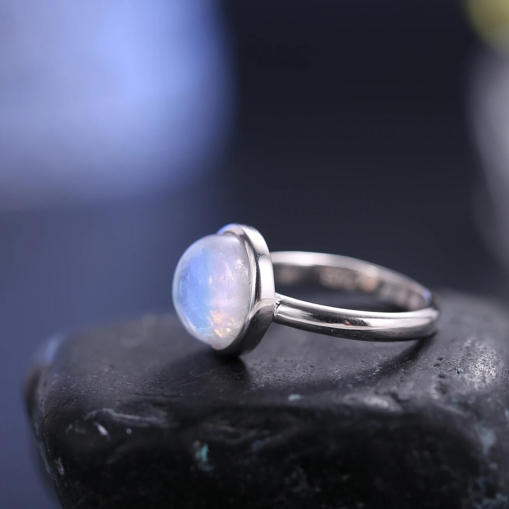 925 Sterling Silver Rainbow Moonstone Ring
