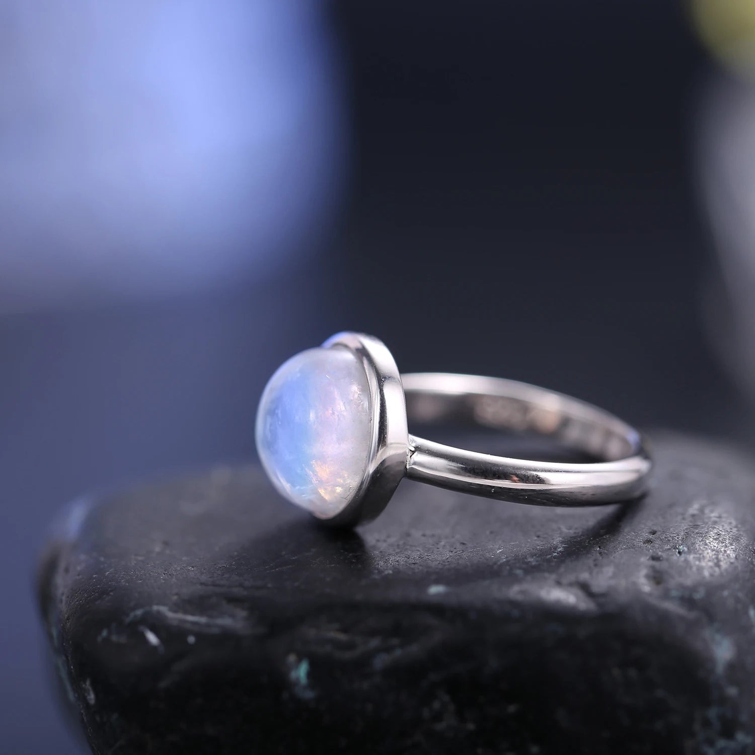925 Sterling Silver Rainbow Moonstone Ring