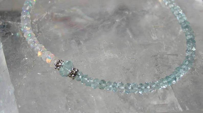 Opal, Moonstone & Aquamarine Gemstone Bracelet