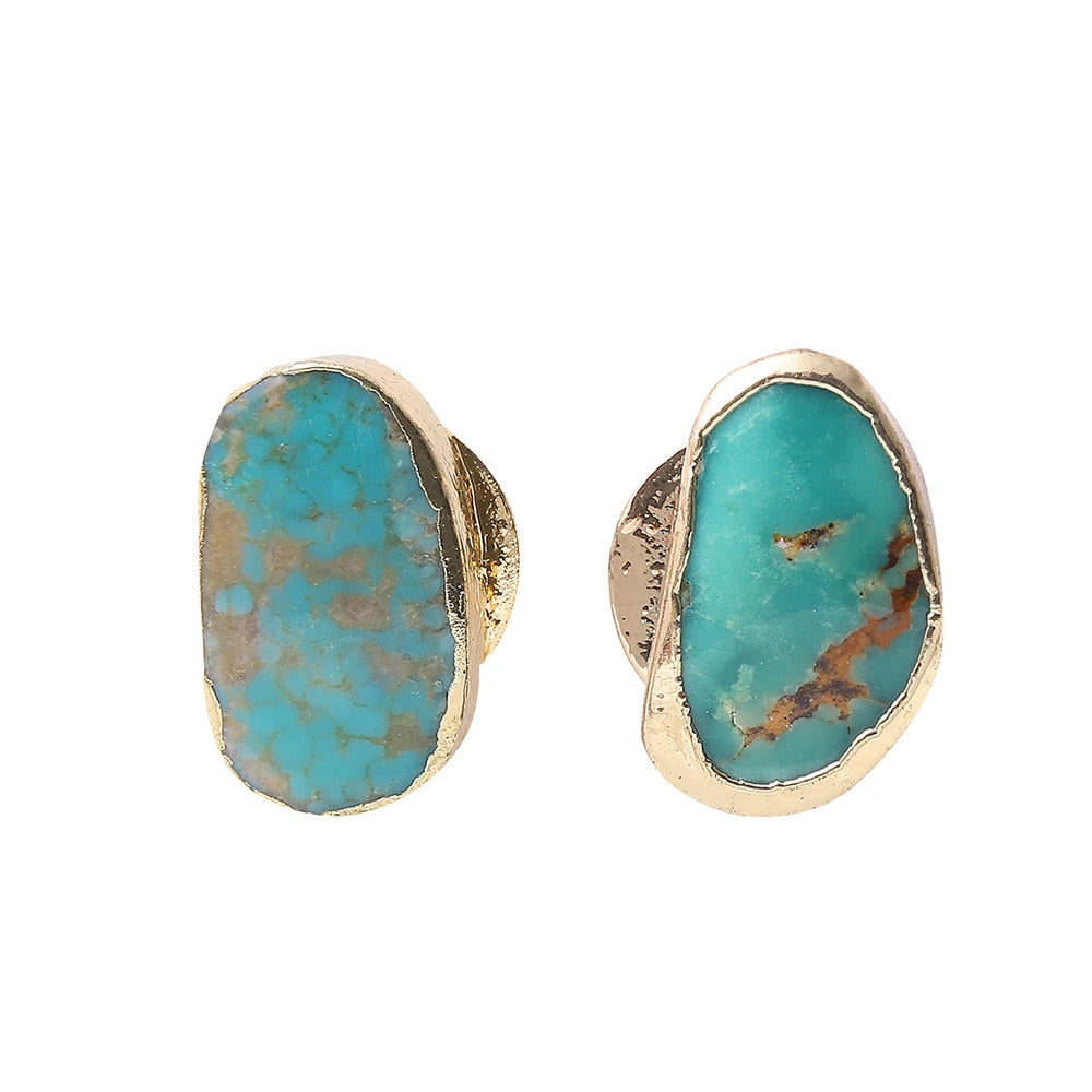Blue Turquoise Statement Earrings | Electroplated Fashion Jewelry