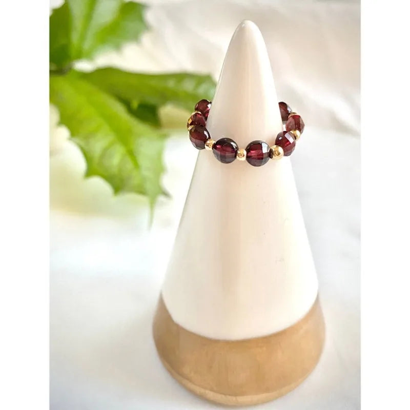 Garnet Beaded January Birthstone Ring