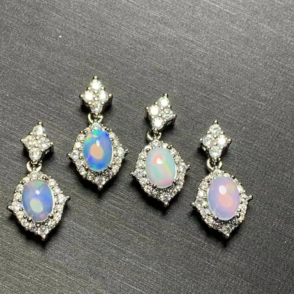 Oval Natural Opal Pendant Necklace | Genuine Gemstone Jewelry