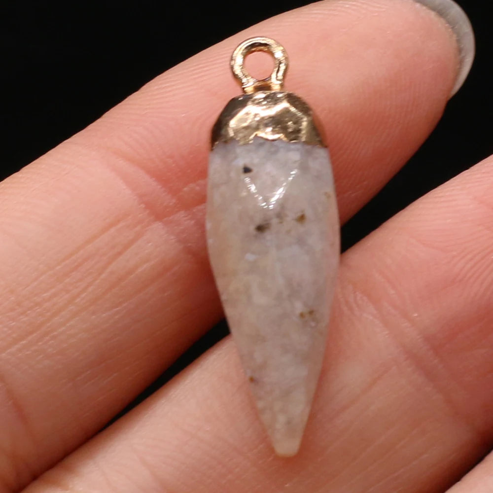 Natural Semi-precious Stone Citrine Rhombus Gold-plated Pendant Making DIY  Necklace Charm Jewelry Gift