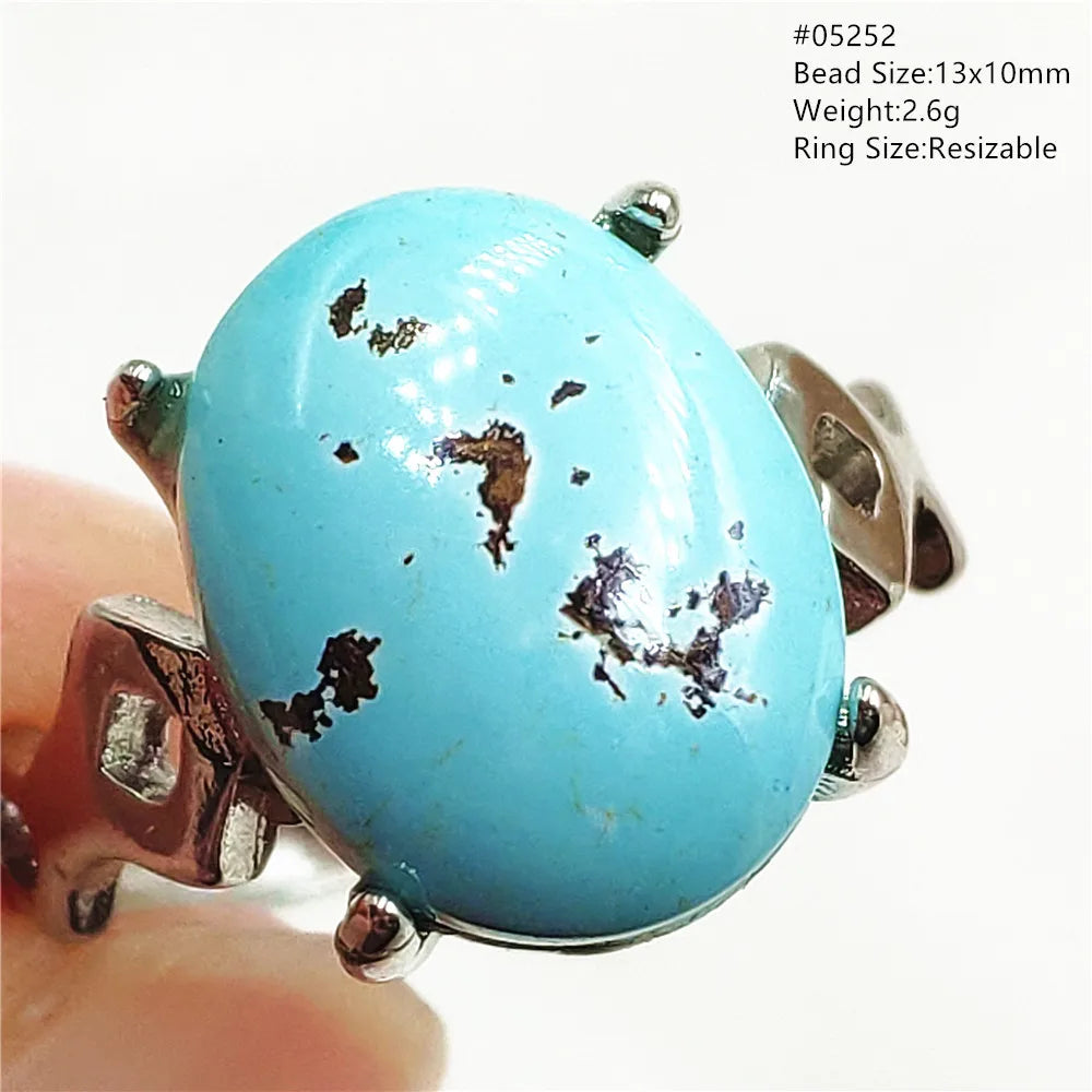 Natural Green Turquoise Adjustable Ring | 925 Sterling Silver