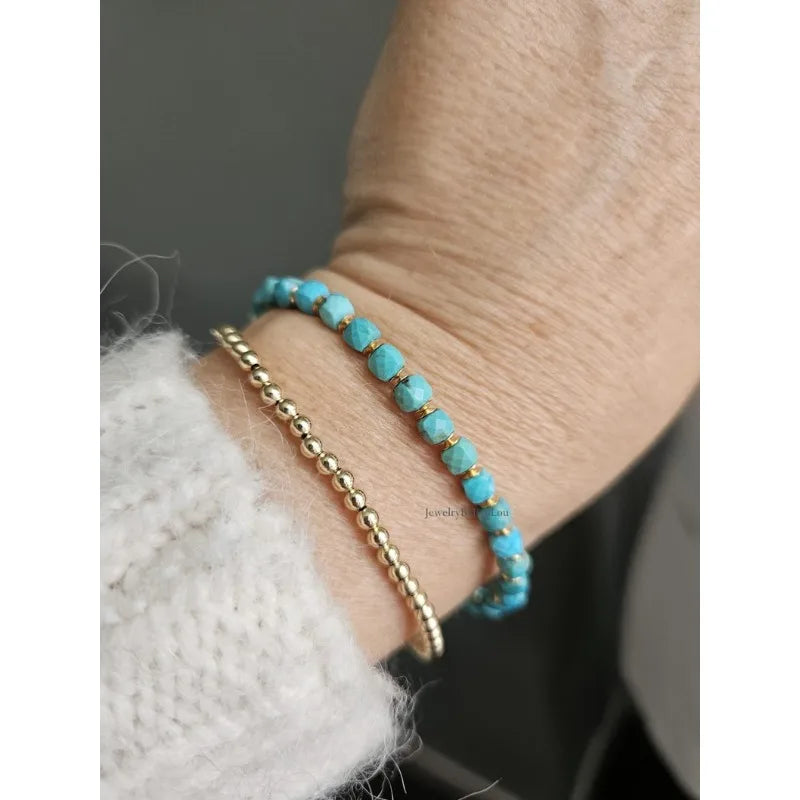 Natural Arizona Turquoise Bead Bracelet | December Birthstone