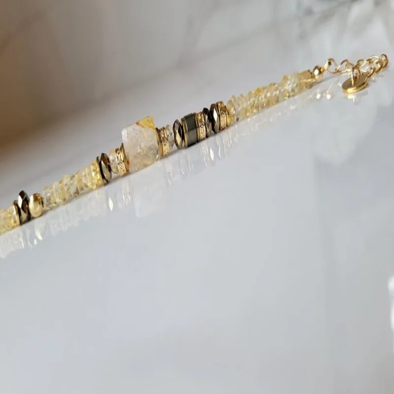 Natural Citrine Beaded Bracelet – Genuine Crystal Bracelet for Everyday Elegance