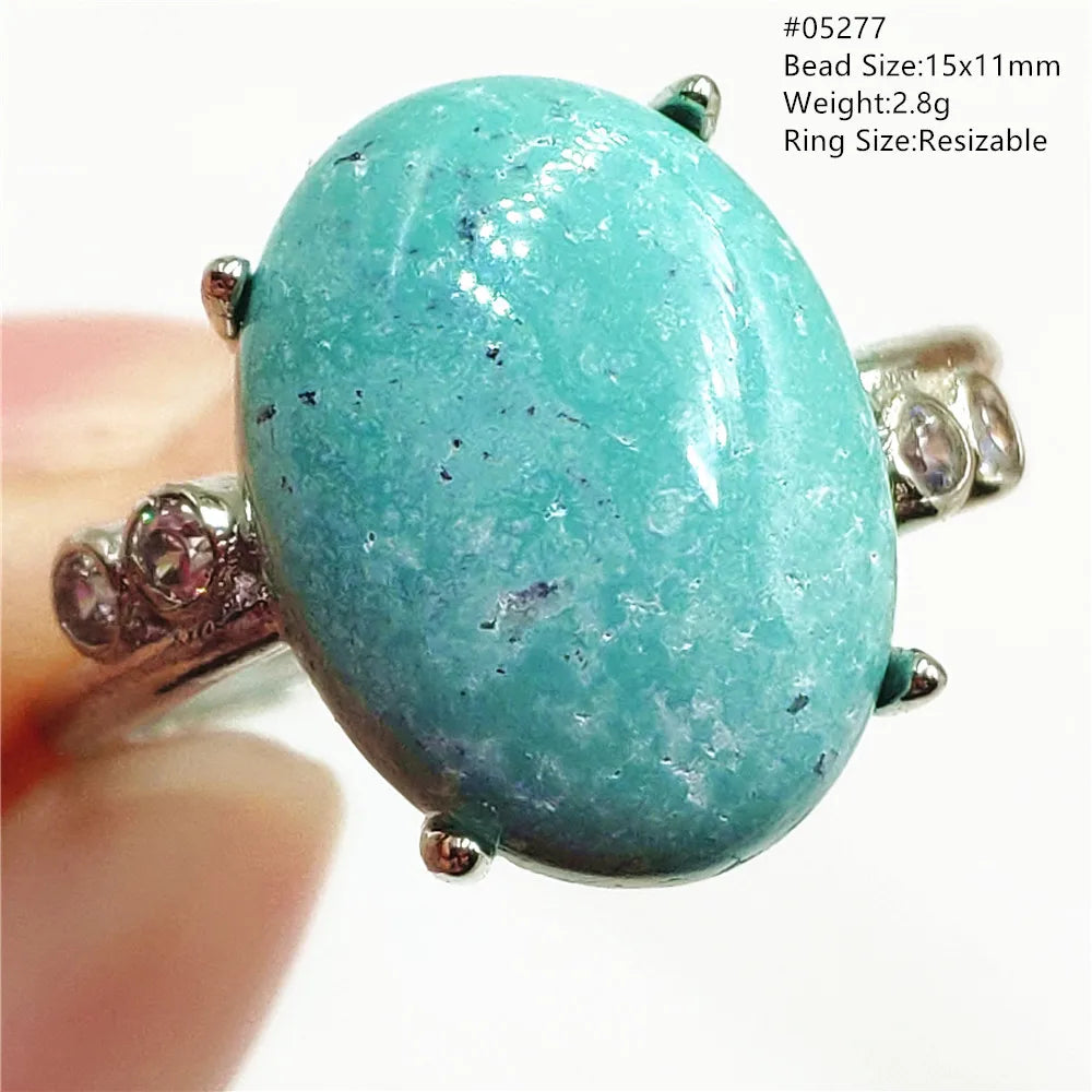 Natural Green Turquoise Adjustable Ring | 925 Sterling Silver