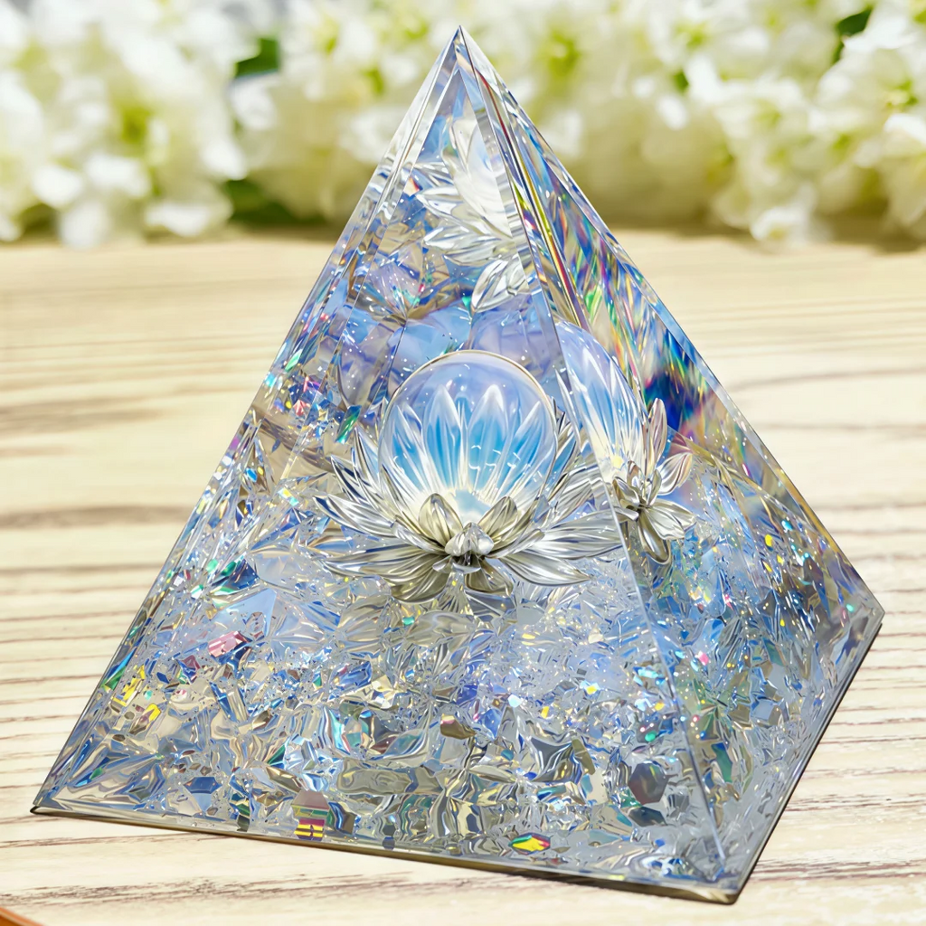 White Lotus Opal Orgone Pyramid | Crystal Home Décor