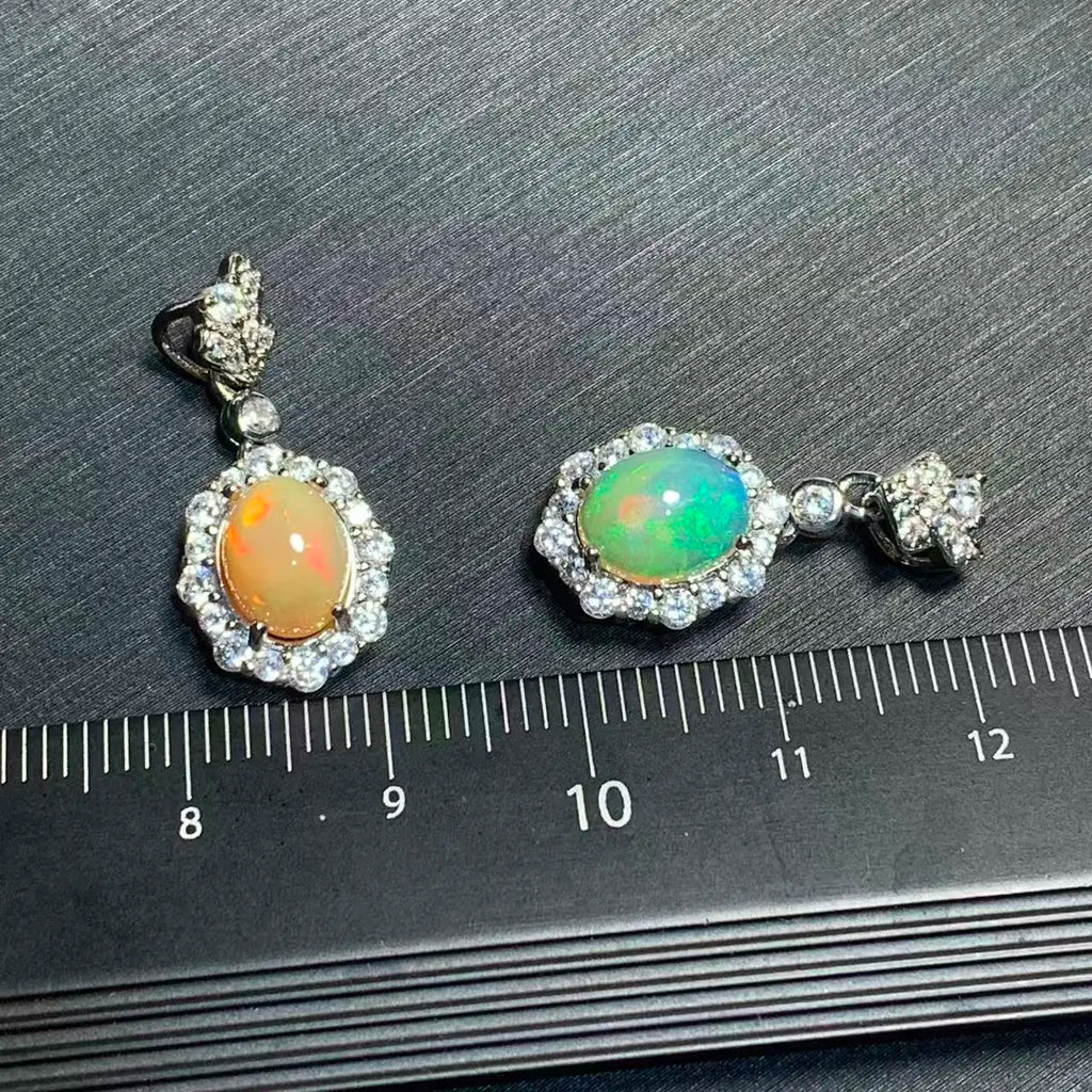 Oval Natural Opal Pendant Necklace | Genuine Gemstone Jewelry