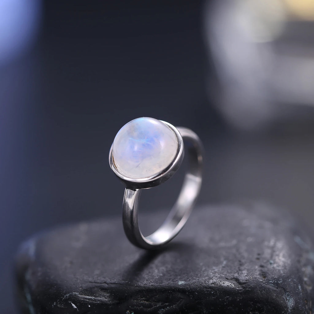 925 Sterling Silver Rainbow Moonstone Ring