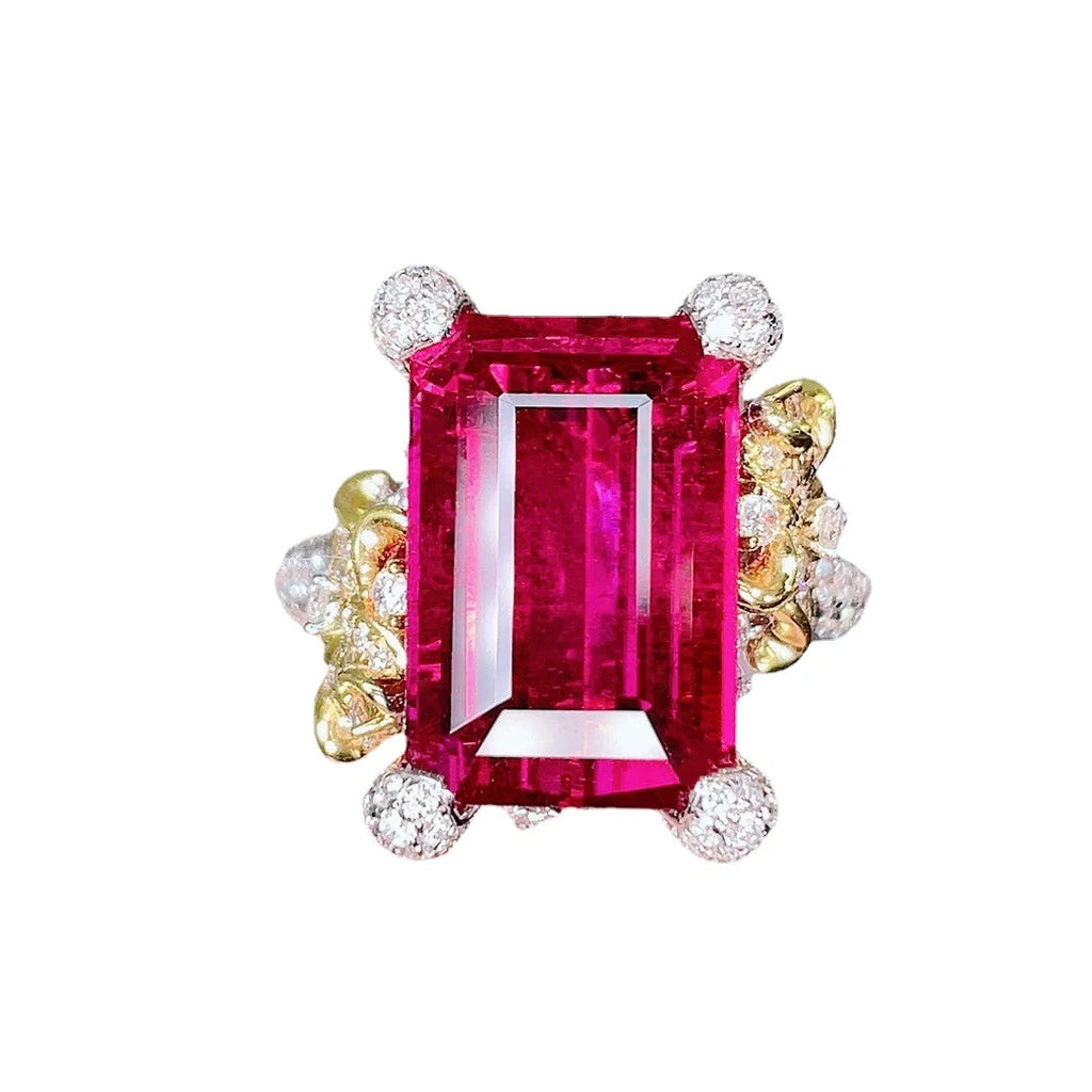 Real 14K Gold Natural Ruby Ring for Women Fine Anillos De Wedding Bands Ruby Gemstone Ring Red Ruby Jewelry Anel Females