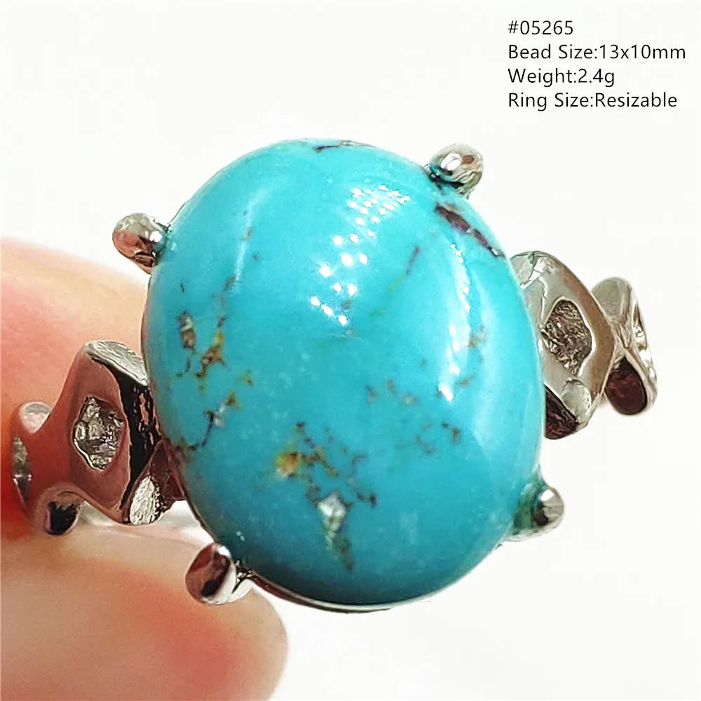Natural Green Turquoise Adjustable Ring | 925 Sterling Silver