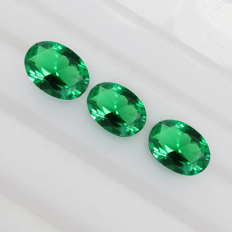 Created Emerald Oval Cut Loose Gemstone