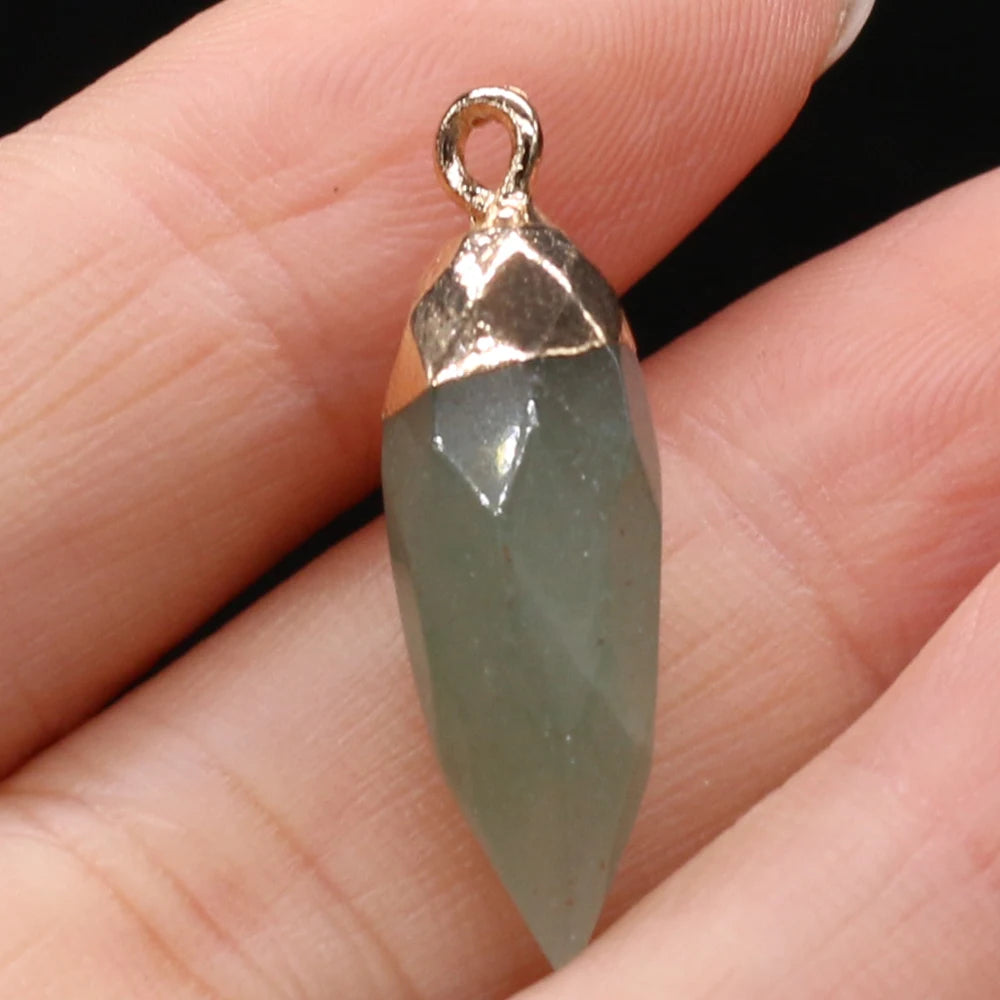 Natural Semi-precious Stone Citrine Rhombus Gold-plated Pendant Making DIY  Necklace Charm Jewelry Gift